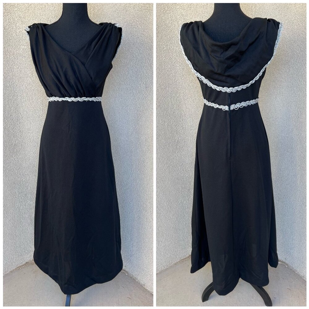 Vintage 60s Glam Black Caped Evening Gown